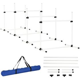 PawHut Dog Agility Training Equipment, 4 Piece Set with Adjustable Height Jump Bars, White