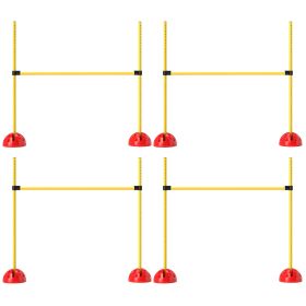 4 Piece Dog Agility Course Set With 4 Height Adjustable Dog Agility Jumps, Carry Bag, Yellow (Color: Yellow)